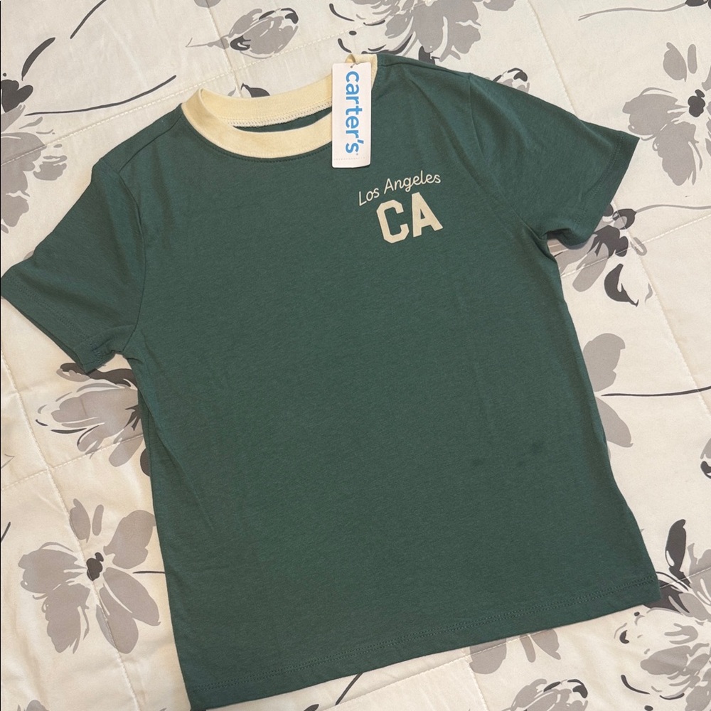 Carter's Forest Green T-Shirt with Cream Collar